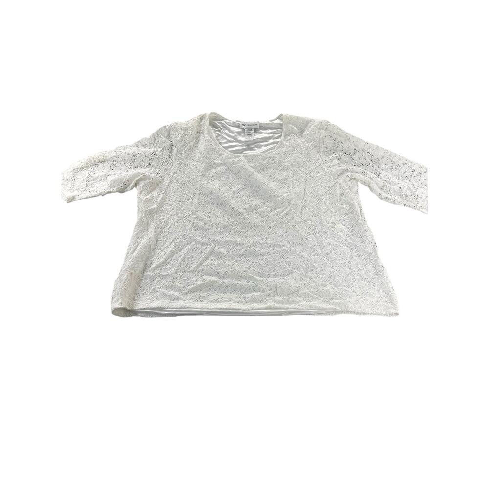 C.D. Daniels White Crochet Lace Embroidered Top Women's Size 2X